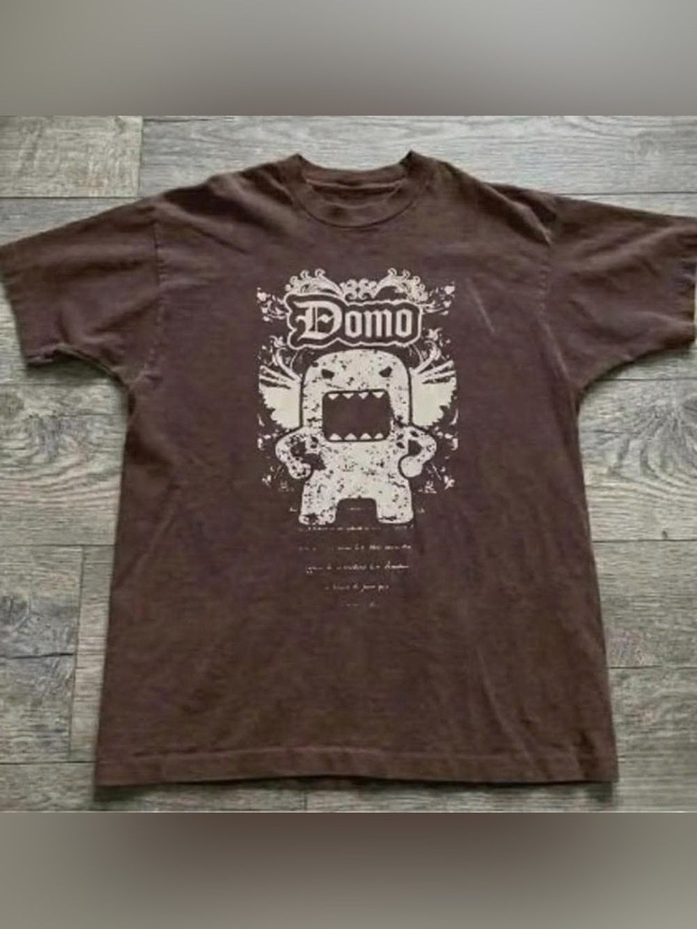Brown Short Sleeve Tee with Cream Domo Graphic